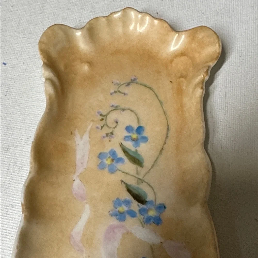 Jean Pouyat (JP) Limoges France Hand Painted Floral Rectangular Plate 9.25” x 3”